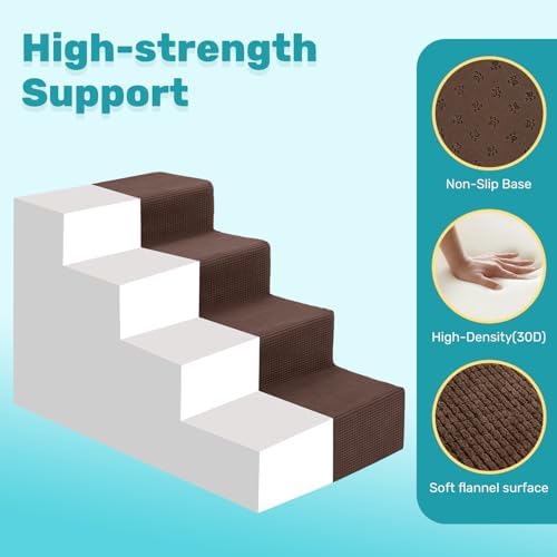 Dog Stairs for Bed, Extra Wide 4-Step Dog Steps for High Bed, High-Density Foam - Image 3