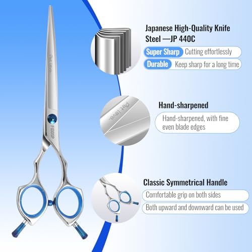 Straight Dog Grooming Scissors 7 in Dog Hair Scissor Trimming Dogs Pet Cat - Image 2