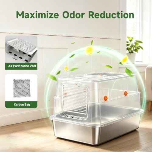 XL Enclosed Stainless Steel Litter Box - Image 3