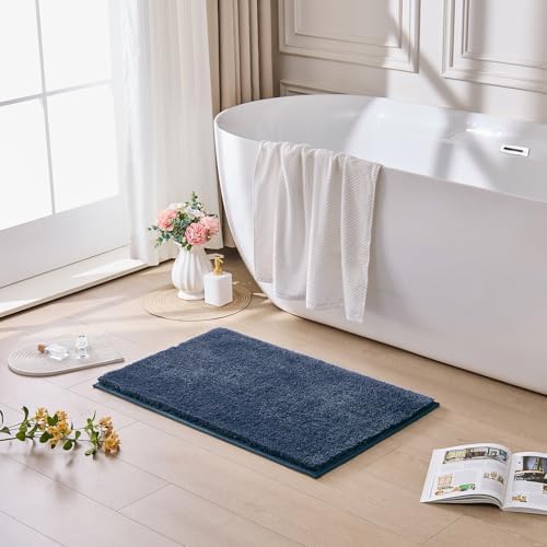 CozeCube Navy Blue 32"x20" Shaggy Non Slip Soft Washable Bath Mat - Image 2