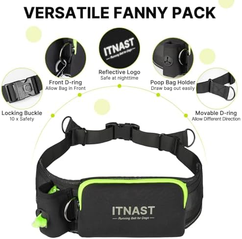 Hands Free Dog Leash for Medium Large Dogs, Waist Support Padded Bungee Dog - Image 6