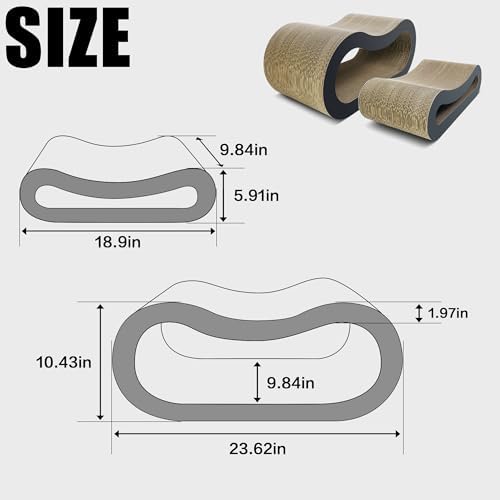 TTCAT Cat Scratching Pad, 2 in 1 Corrugated Cardboard Cat Scratcher Lounge - Image 3