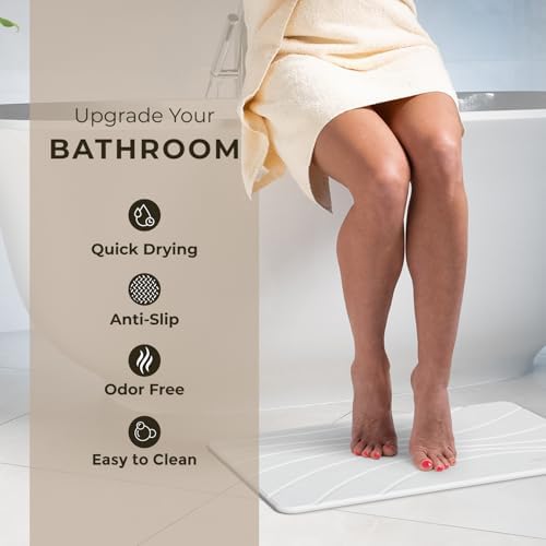 TOSORO - Stone Bath Mat Diatomaceous Earth Shower Mat Non-Slip Super Absorbent - Image 2