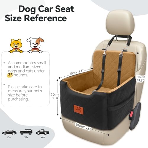 GL GLENSLAVE Dog Car Seat for Small/Medium Dogs Under 35lbs, Memory Foam Dog - Image 2