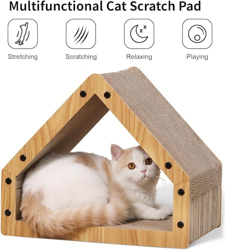 FUKUMARU Cat Scratcher House, Cozy Cardboard Cat Bed Design Scratching Pad - Image 3