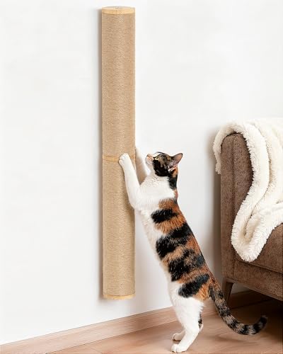 Aechonow 34" Cat Scratching Post, Wood Wall Mounted Cat Scratcher by Aechonow
