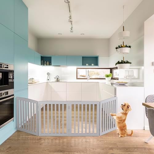 Dog Gate Pet Gate for House, Doorways 82x24 Inch 4 Panels Foldable Dog Fence - Image 2