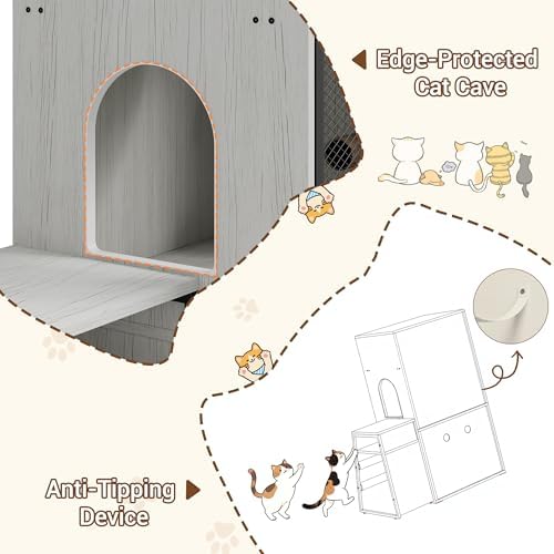 TrailBlaze Modern Double Cat Litter Box Enclosure Furniture – Hidden Storage - Image 2