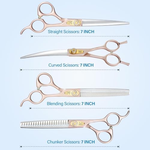 JASON Dog Grooming Scissors Set - 6 in 1 Professional Sharp Shears Rosegold - Image 5