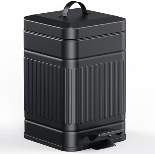 CEROELDA Small Trash Can with Lid-1.3 Gal-Dog Poop Trash Can Outside-Black by WelcometoCEROELDA