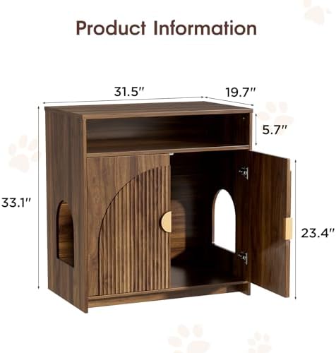 Halitaa Cat Litter Box Enclosure, Cat Litter Box Furniture - Image 2