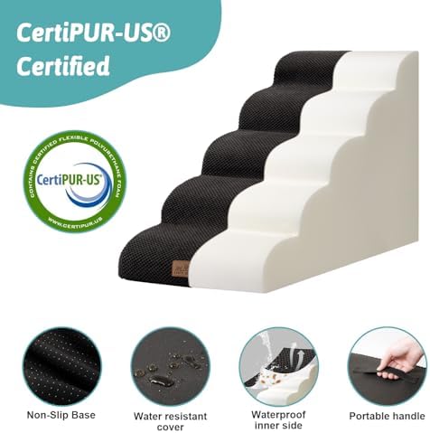 COZY KISS Dog Stairs for Small Dog 22.6" H, 5 Step Pet Ramp for Bed - Image 4