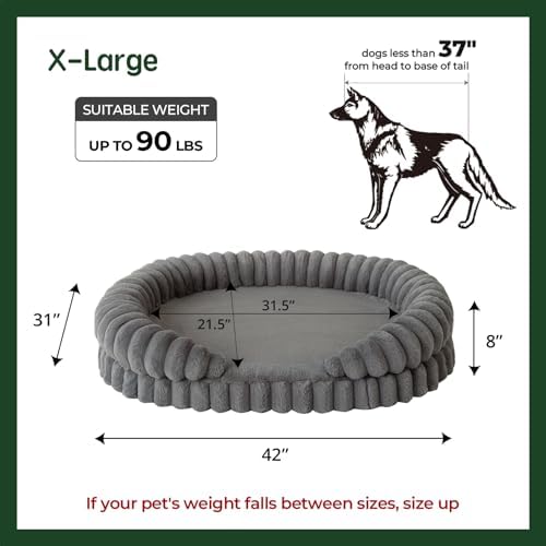 BALANCE Calming Dog Bed for Extra Large Dogs, 42 Inches Oval Washable XL Pet Bed - Image 5