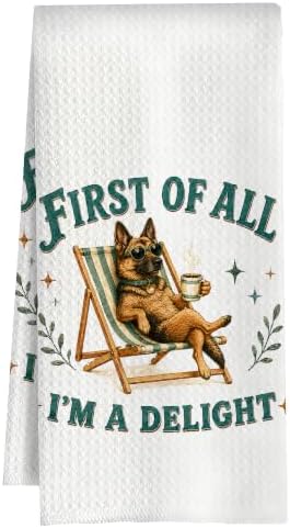 German Shepherd Kitchen Towel, Cute Dog Hand Towel, Funny Dog Lover Gift by Huastatewolf