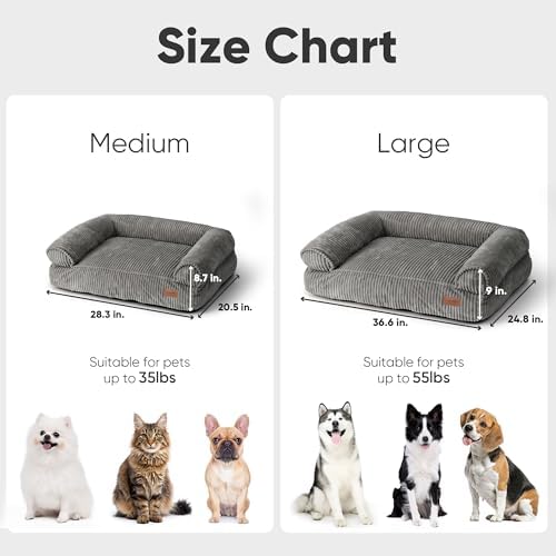 FUKUMARU Dog Couch Bed, Corduroy Cozy Cat Bed, Waterproof, Washable Cover - Image 6