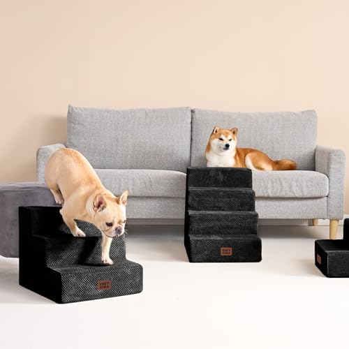 EHEYCIGA Dog Stairs for Small Dogs 13.5" H, 3-Step Dog Steps for Cats - Image 4