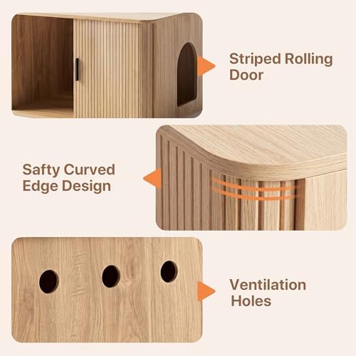 Seang 31.5" Cat Litter Box Enclosure, Hidden Litter Box Furniture - Image 5