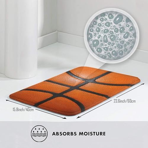 Basketball Texture Bath Mat Non-Slip Soft Microfiber Bathroom Rugs Washable - Image 5
