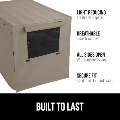 GORILLA GRIP Dog Crate Covers, Wire Kennel Topper, 42 in, Light Taupe - Image 2