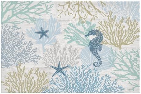 Giwawa Summer Coral Bath Rug Coastal Starfish Bathtub Mat Extra Soft Washable by Giwawa