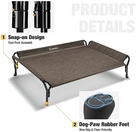 Veehoo Cooling Elevated Dog Bed, Raised Dog Cot - Image 4