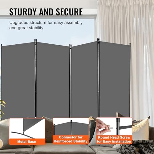 VEVOR Room Divider, 4 Panel Room Divider, Freestanding Room Partitions - Image 4