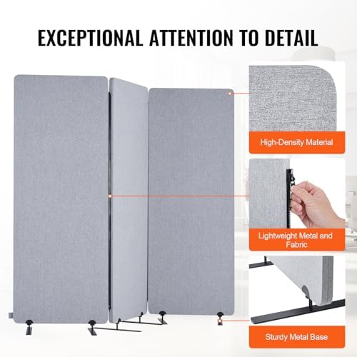 VEVOR Office Partitions, 3 Panel PET Polyester Soundproof Room Screen, Folding - Image 6