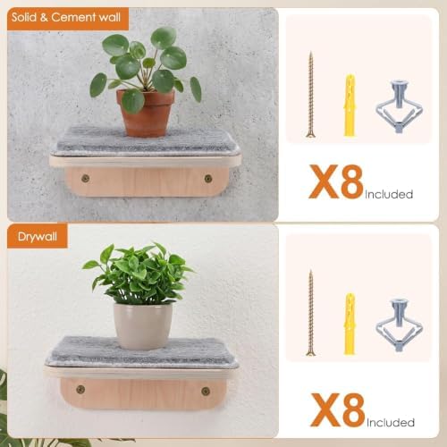 Wenqik 2 Pcs Cat Steps for Wall, Wooden Cat Climbing Shelf 10 x 10 x 4 Inch - Image 6