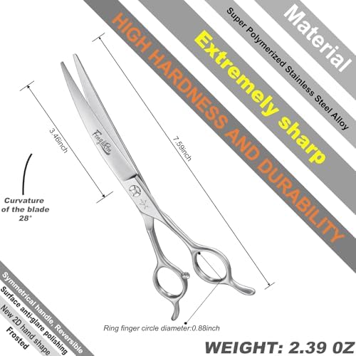 High-end Professional Dog Grooming Curved Scissors Pet Curved Shears 7 Inches - Image 2