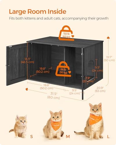 Feandrea Cat Litter Box Enclosure, End Table, 31.5 x 20.9 x 19.7 Inches - Image 6