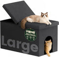 3-in-1 Cat Litter Box Enclosure Furniture, Cat Ottoman, Dark Grey by MZNZ