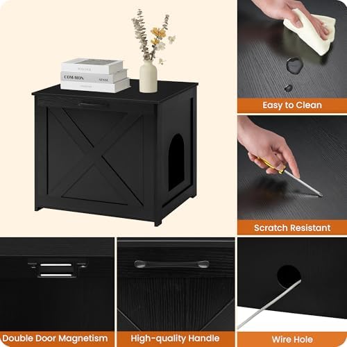 Dwanton Cat Litter Box Enclosure, Hidden Litter Box Furniture, 23.6 Inches - Image 6