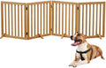 Wooden Foldable Dog Gate Freestanding 4 Panels Puppy Safety Fence-Brown by JINHYUMY