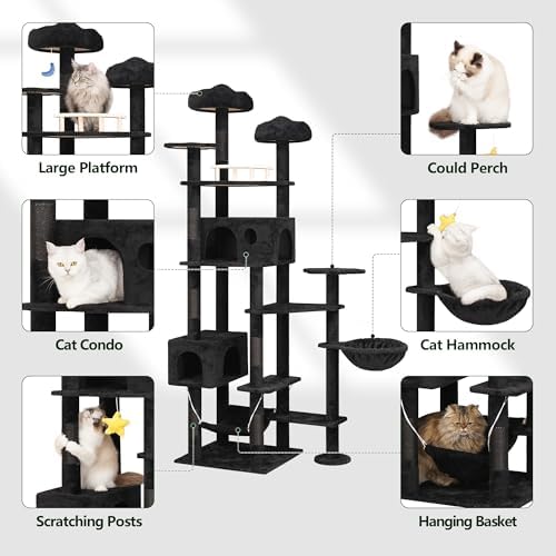 Meecal Black Cat Tree, 79in Tall Tower - Image 2