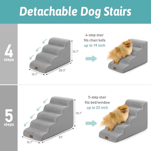 COZY KISS Dog Stairs for Small Dogs, 5 Step Pet Stairs for Beds & Couches - Image 2