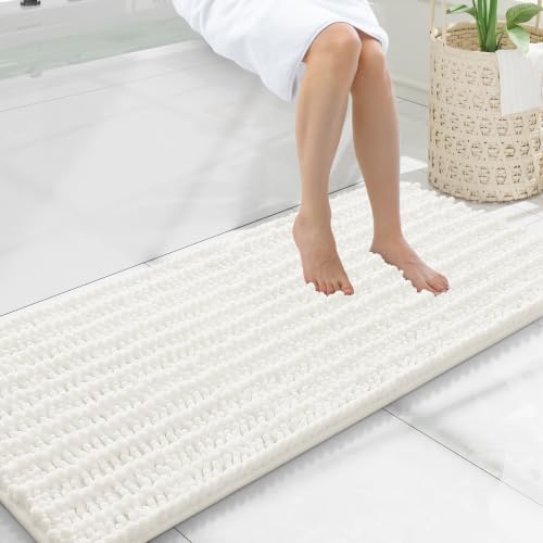 Smiry Bathroom Rugs 47X20, Extra Soft Rubber Backing Chenille Bath Mats by Smiry