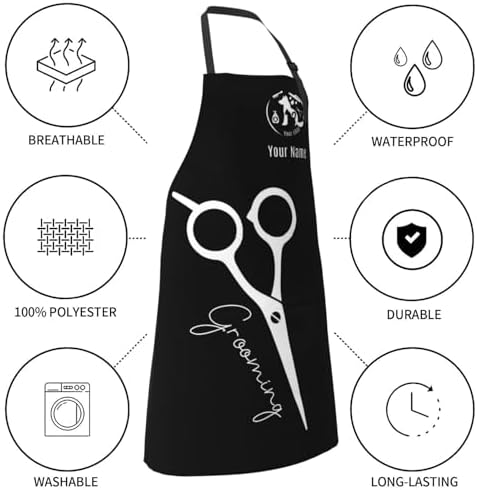 Custom Dog Grooming Apron with Logo Text, Pet Groomer Waterproof Aprons - Image 3