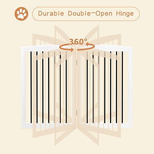 PUPETPO Freestanding Pet Gate for Dogs, Indoor Wooden Foldable Dog Gate for - Image 6