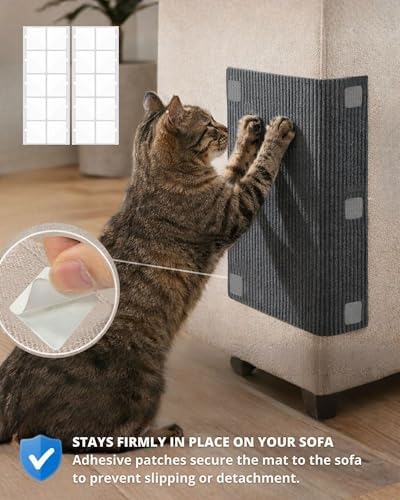 Corner & Wall Cat Scratch Mat, Self-Adhesive Trimmable Cat Scratcher, Wall - Image 5
