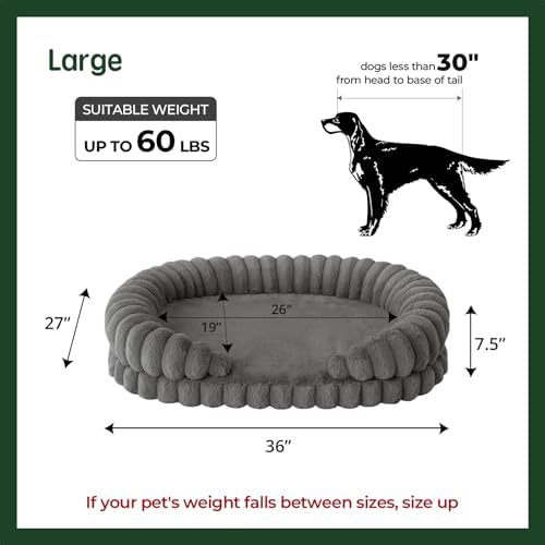 BALANCE Calming Dog Bed for Large Sized Dogs, 36 Inches Oval Washable Pet Bed - Image 5