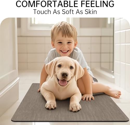 Mecko Bath Mat 24"x48", Ultra Thin Bathroom Rug fit Under Door Brown - Image 3