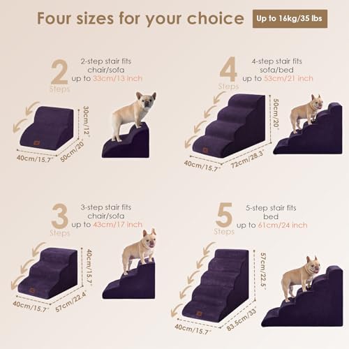 EHEYCIGA Curved Dog Stairs Ramp, 3-Step Dog Steps, 15.7" H Pet Step - Image 3