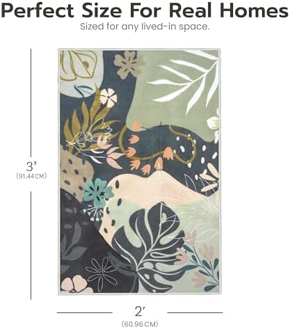 Joiedomi Door Mat Indoor Entrance 2x3 Machine Washable Art Floral Small Rugs - Image 2