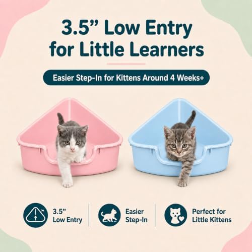 Corner Litter Box, Low Entry Kitten Litter Box - Image 3