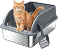 Stainless Steel High-Sided Cat Litter Box by OneBug
