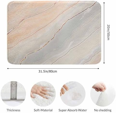 Marble Bath Rugs Microfiber Bathroom Mat Soft Plush Shaggy Shower Mat - Image 3