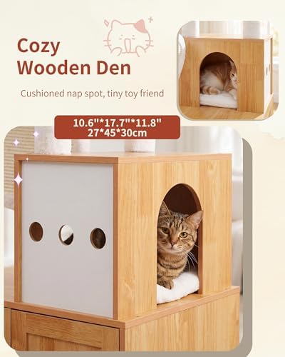 Heybly Cat Tree with Litter Box Enclosure, Modern 64" Hidden Tower HCT105WB - Image 6