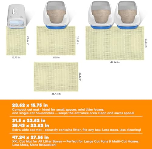 Cat Litter Mat 35"x24", Double Layer EVA Litterbox Mat Cream - Image 2