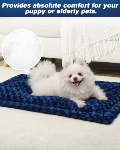 Exsnugy Washable Dog Bed Mat Large Size Fluffy Pet Crate Pad 42x28 XL - Image 3