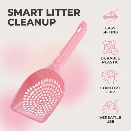 Jowxsx Pink Plastic Cat Litter Scoop Pet Care Sand Waste Scooper Shovel Hollow - Image 5